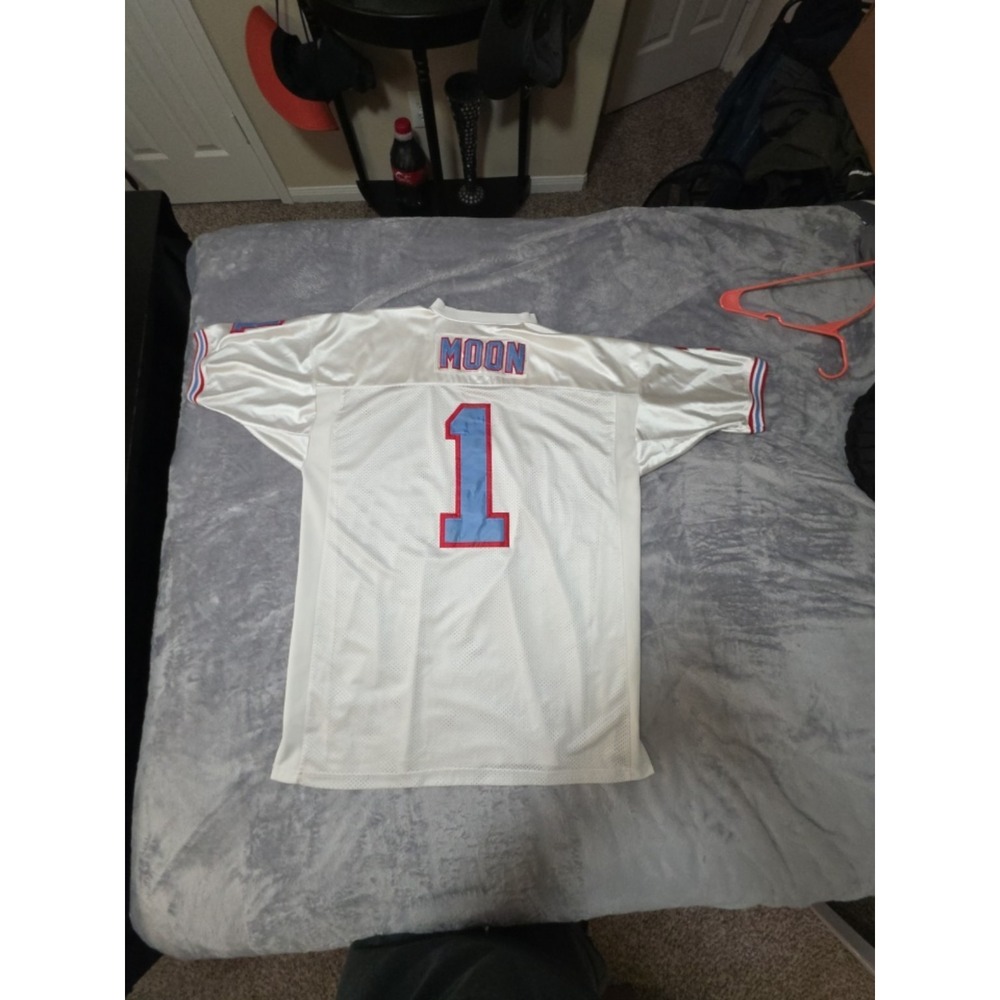 Mitchell & Ness 1993 Houston Oilers Warren Moon #1 Vintage Jersey White XL - Picture 3 of 8